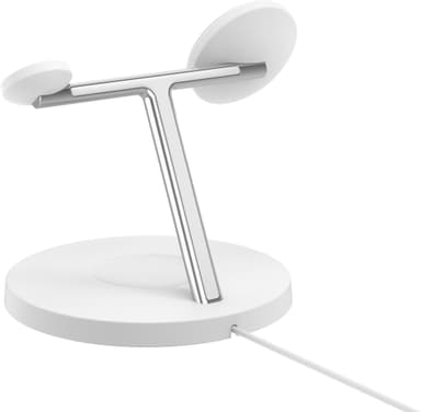 Belkin BoostCharge Pro 3-in-1 Qi2 trådløs ladestativ (hvit)