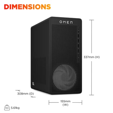 HP OMEN 16L R5-8400F/16/512/3050 stasjonær gaming-PC