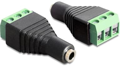 DeLOCK adapter, 3,5mm stereo ho till 3-pin terminalblock, svart