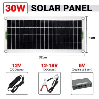 30W bærbar solcellepanel solladekontroller for campingbilbåt