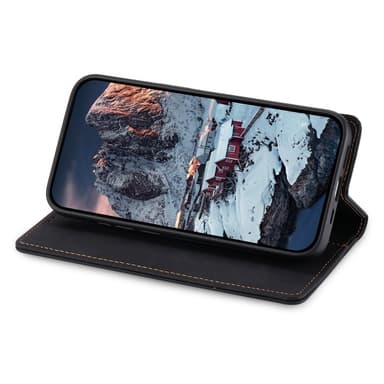 For iPhone 16e deksel magnetisk lukking fliptelefondeksel - Svart