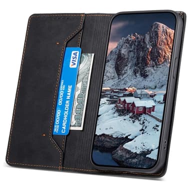 For iPhone 16e deksel magnetisk lukking fliptelefondeksel - Svart