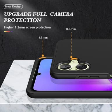 Til Samsung Galaxy A06 4G Hybrid Deksel med Roterbar Ringholder - Mørkeblå
