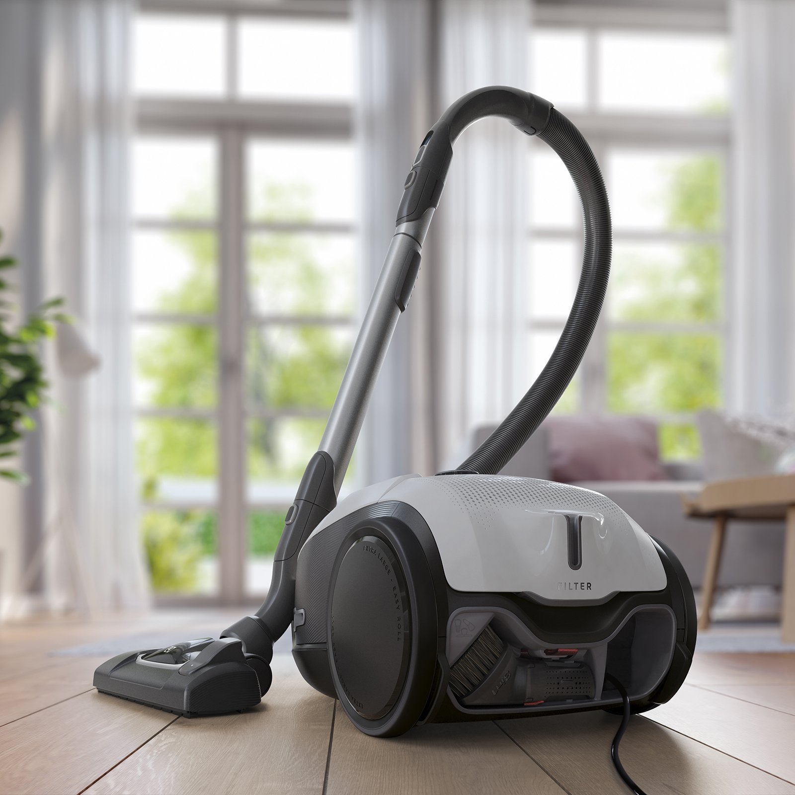 En Electrolux Pure D9 som står foran et vindu