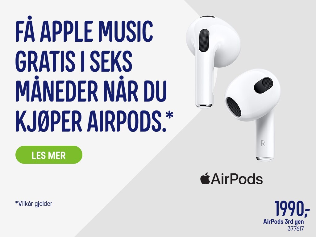 Få apple music gratis i seks måneder når du kjøper airpods