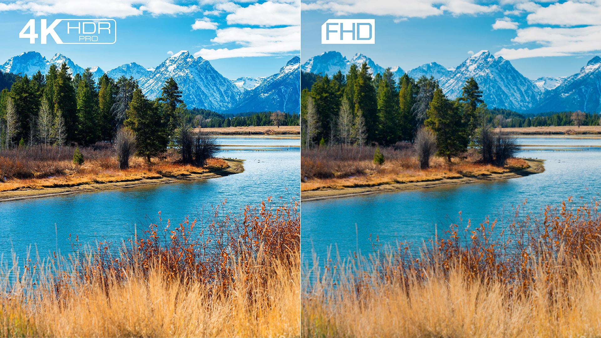 TCL-Comparing nature image with and without 4K