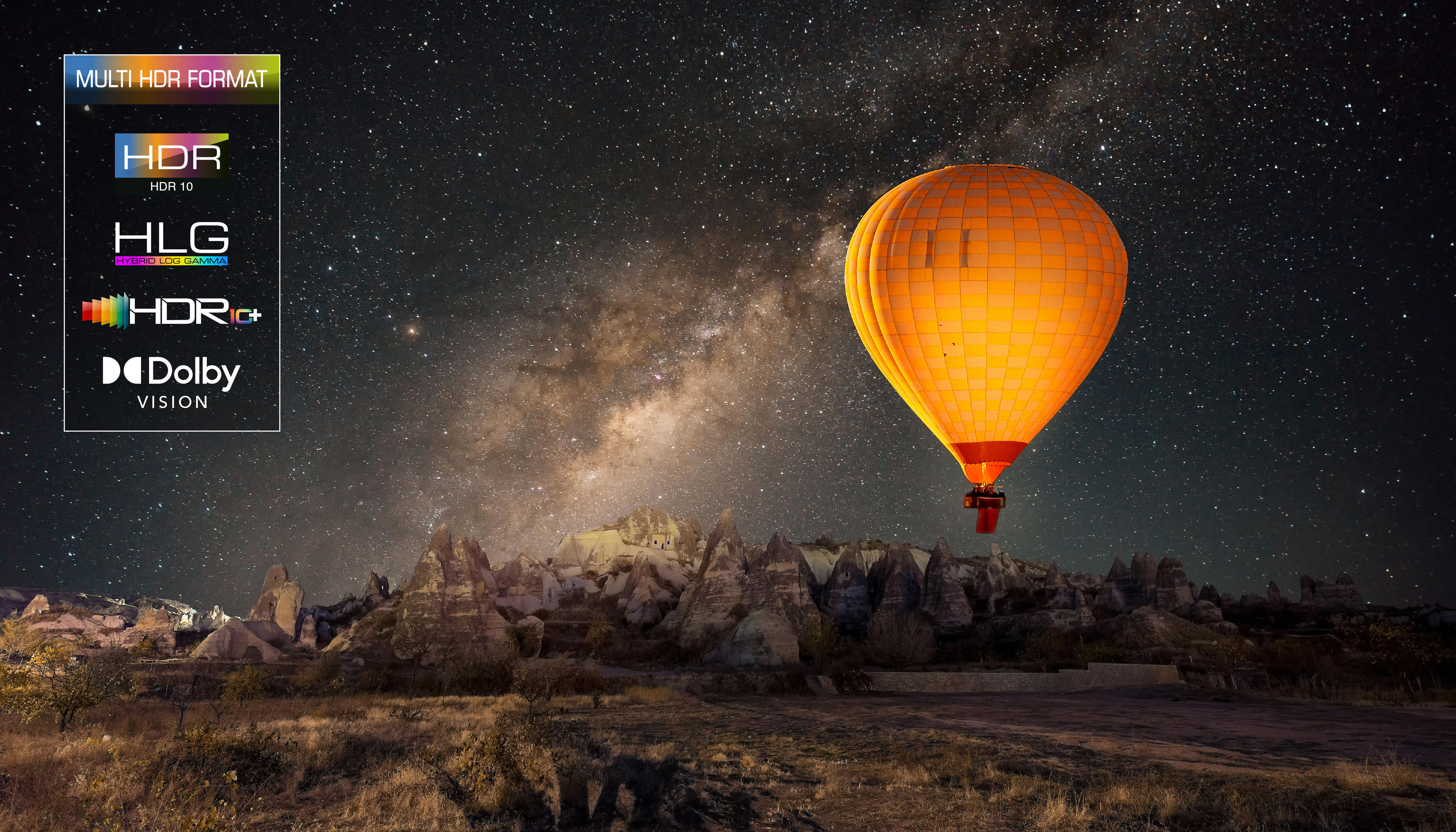 TCL - Air baloon in the night with HDR text