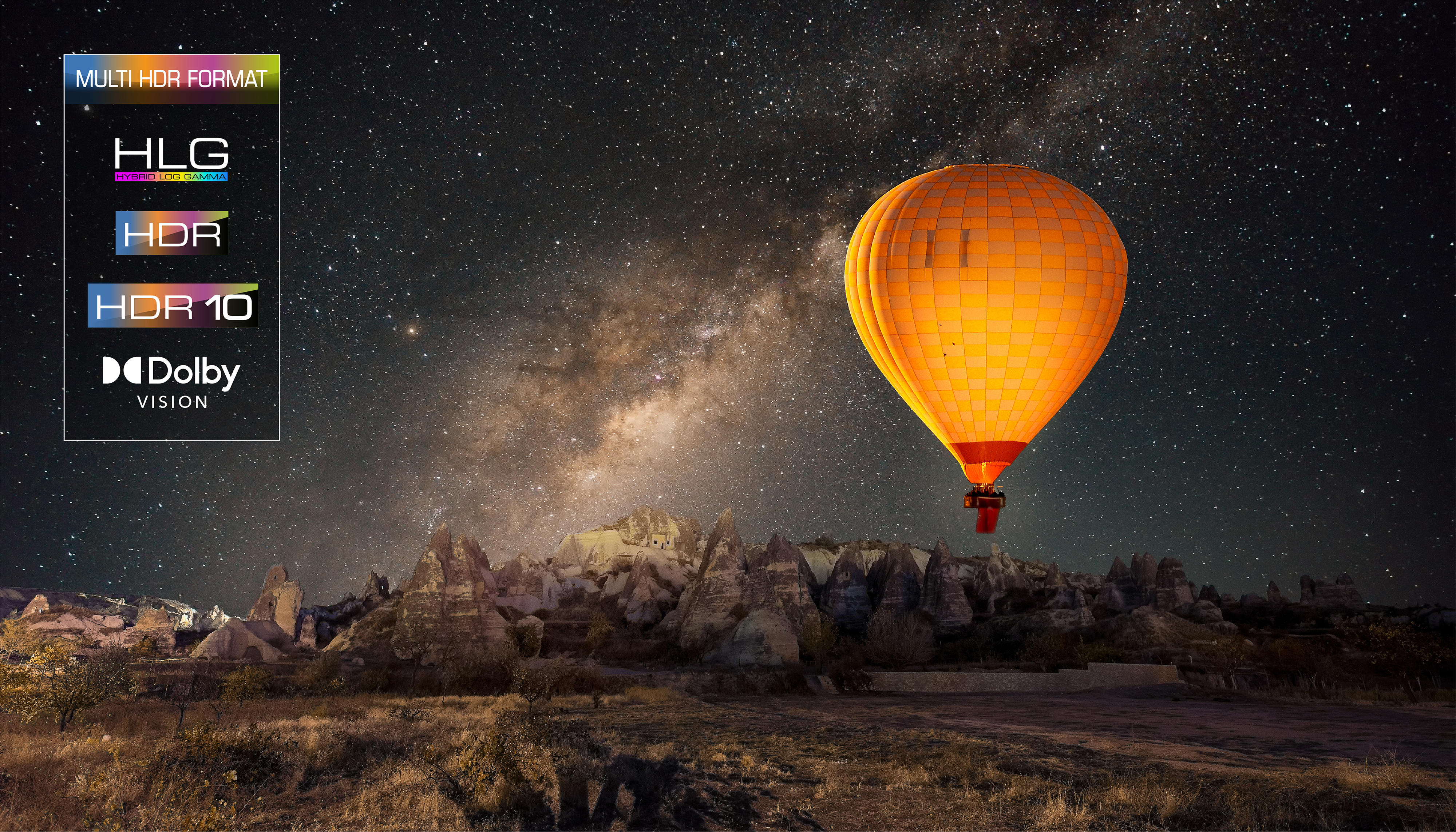 TCL - Luftballong om natten med HDR text