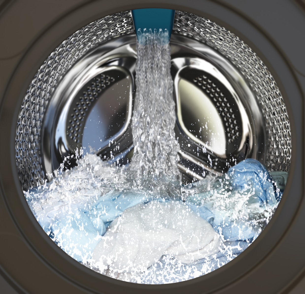 innsiden av en Beko vaskemaskin som viser AquaTech-teknologien