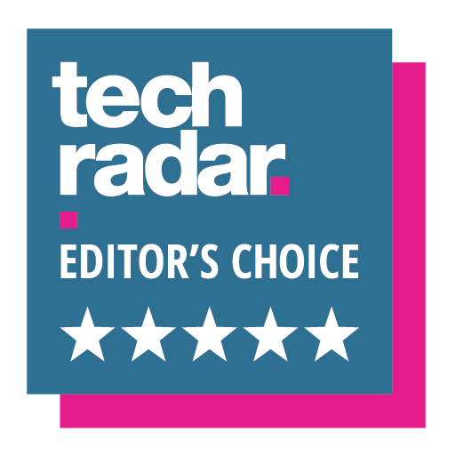 Blå firkant med teksten Tech radar awards editor's choice