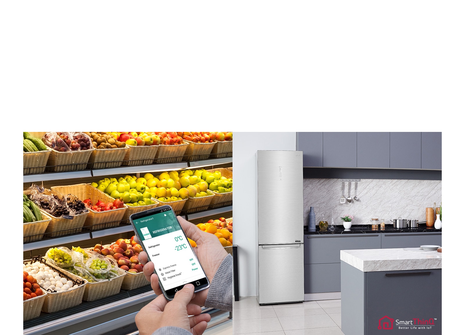 ThinQ™ Fjernstyr dine innstillinger i kjøleskapet