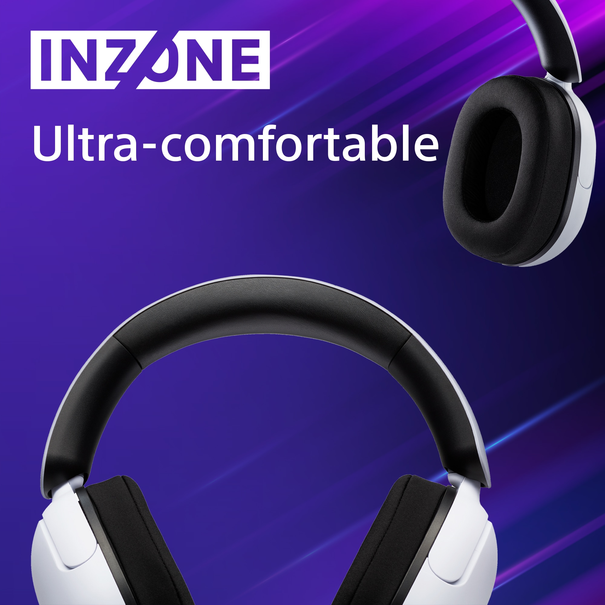 Sony Inzone hodetelefoner på lilla bakgrunn