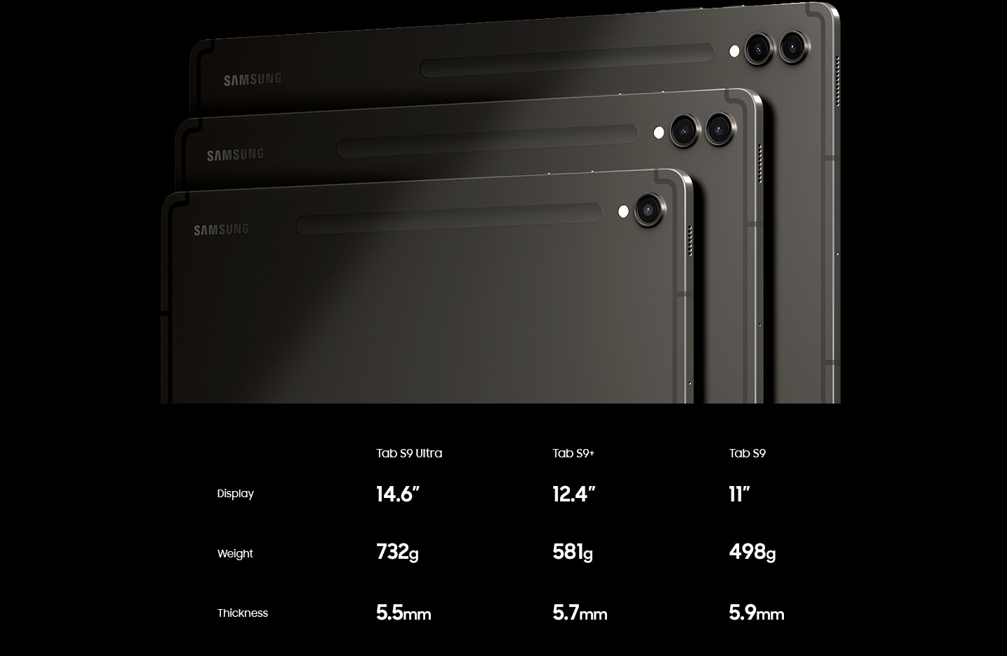 Galaxy Tab S9-serien i tre størrelser