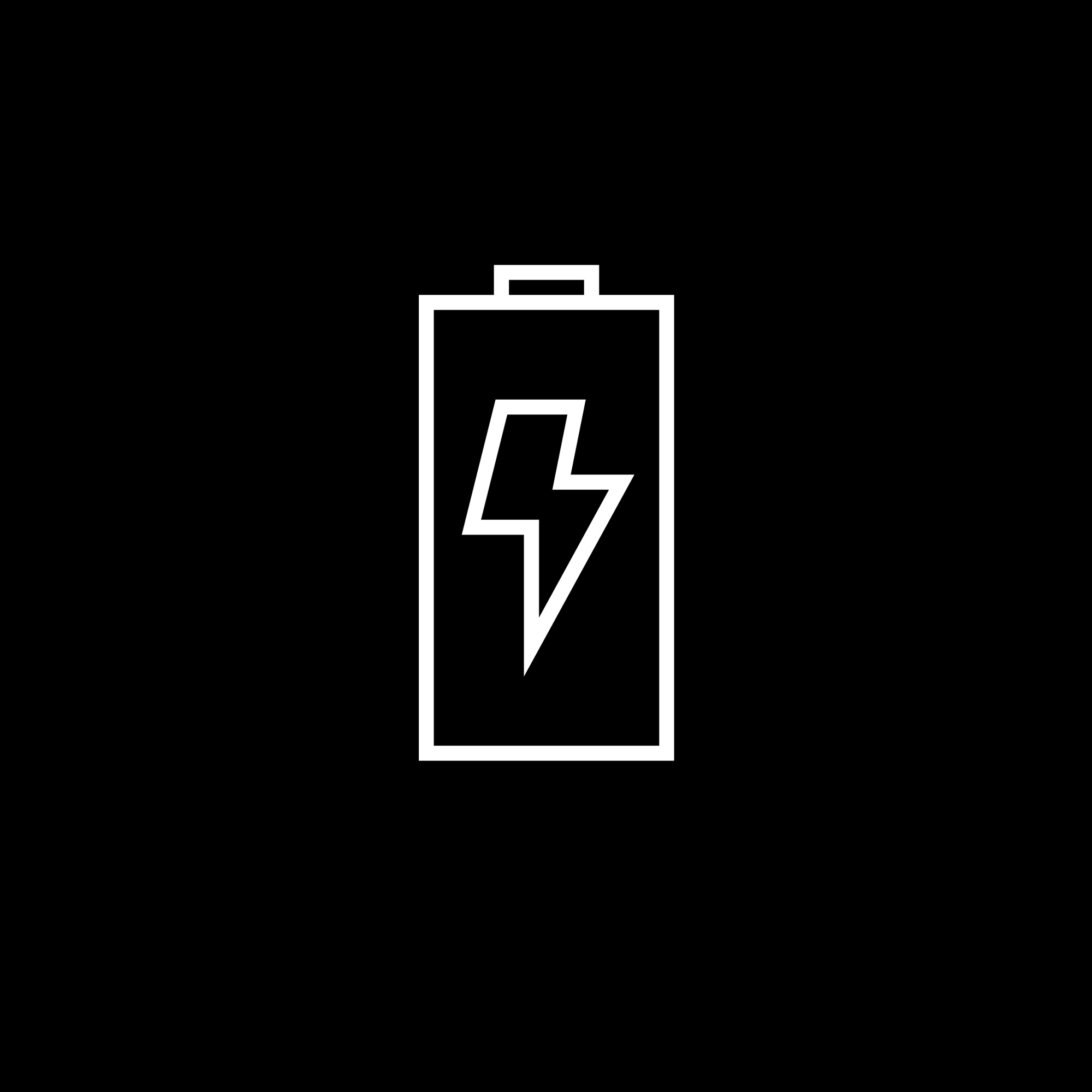 Svart og hvitt ikon for et batteri