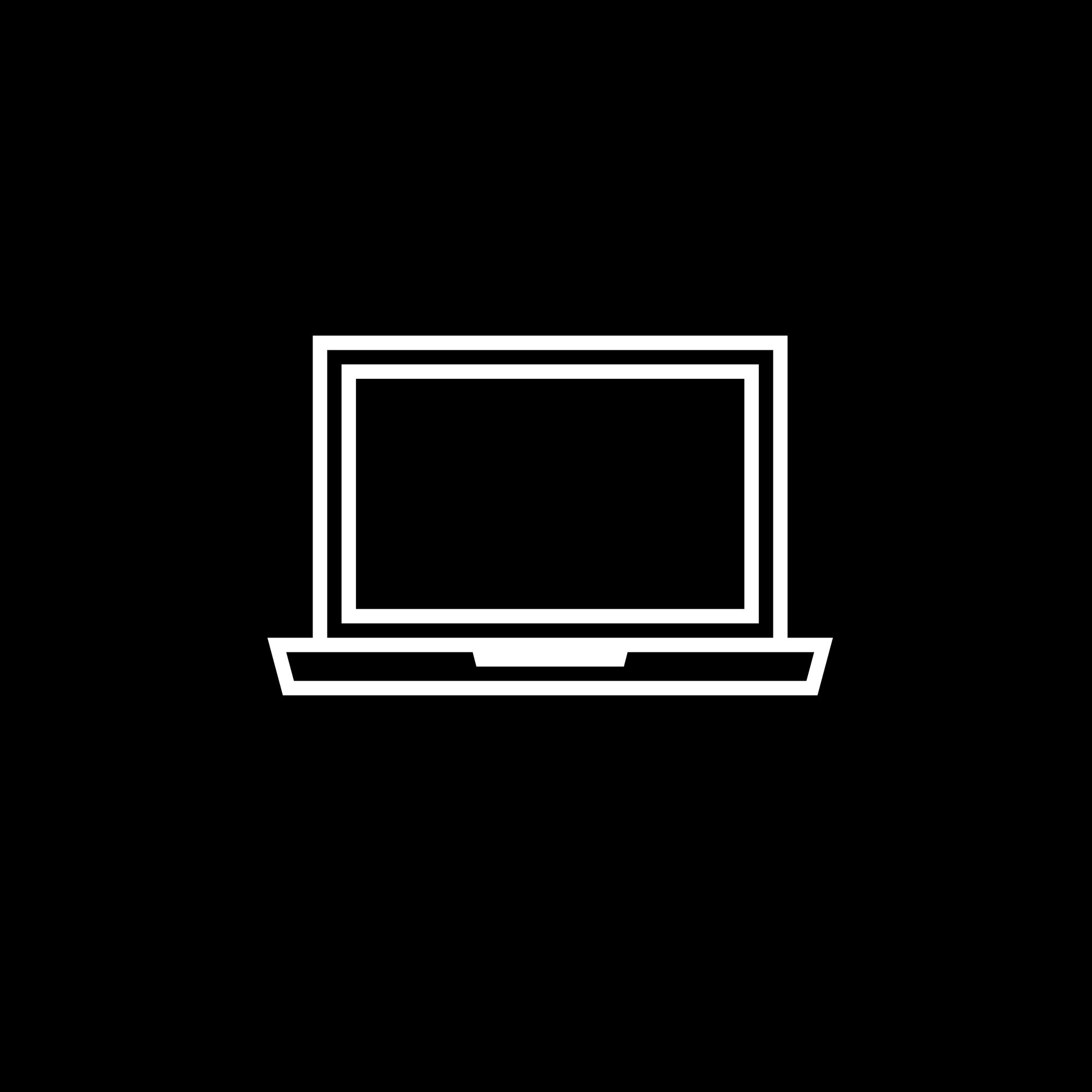 Svart og hvitt ikon av en bærbar datamaskin