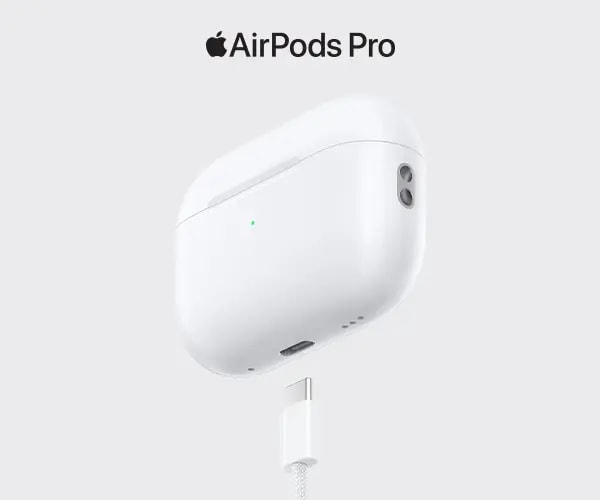 AirPods Pro 2. gen.: Lad MagSafe-ladeetuiet med en USB-C-tilkobling