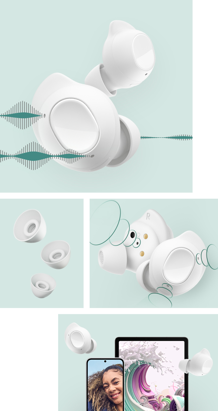 Samsung - Buds FE-bildeserie med nettbrett og telefon