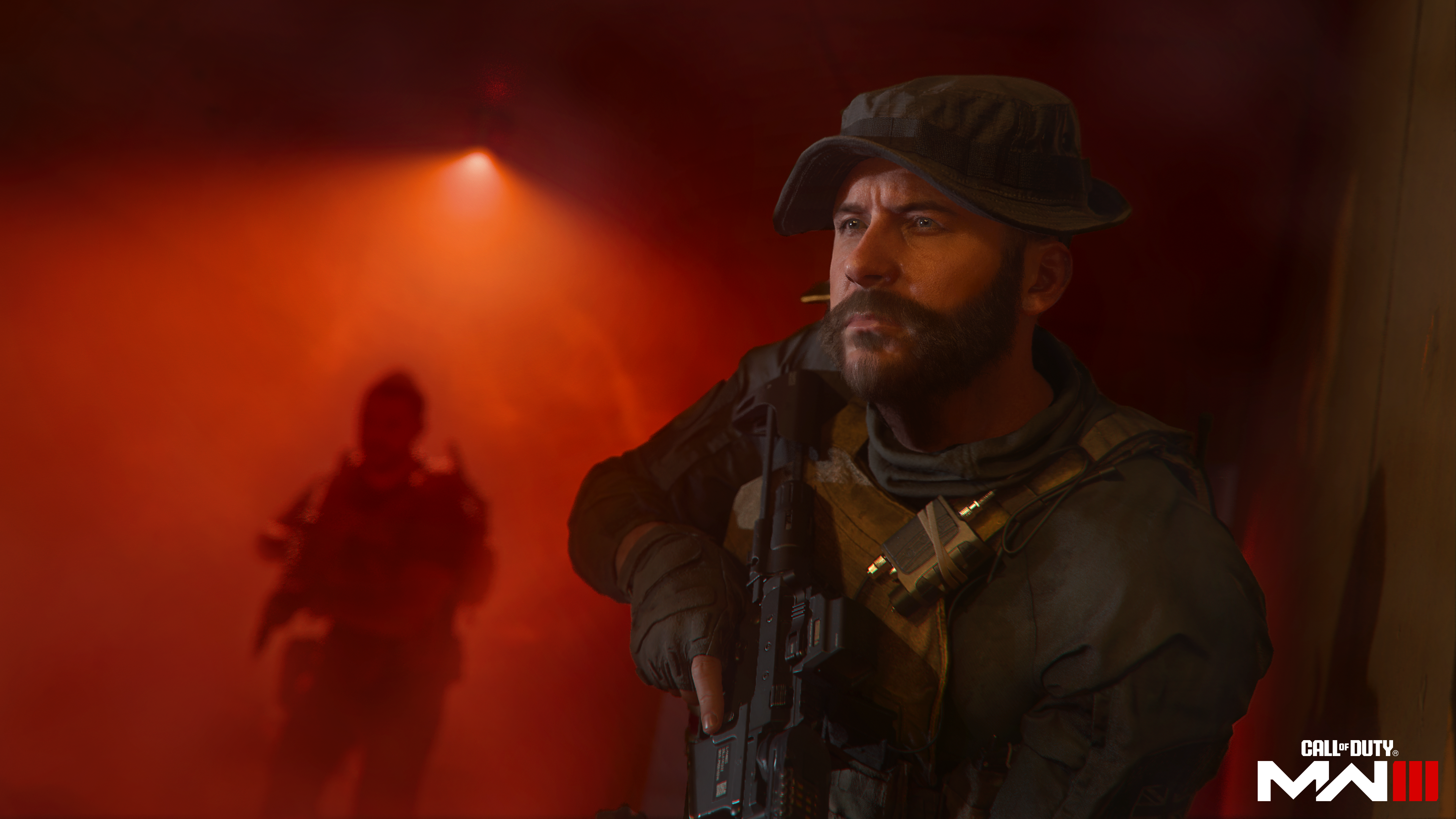 Skjermdump av Captain Price som står i rødt lys