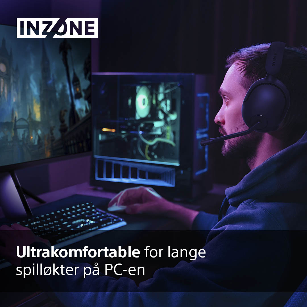 Man gaming with Sony INZONE H5 Wireless Gaming Headset 