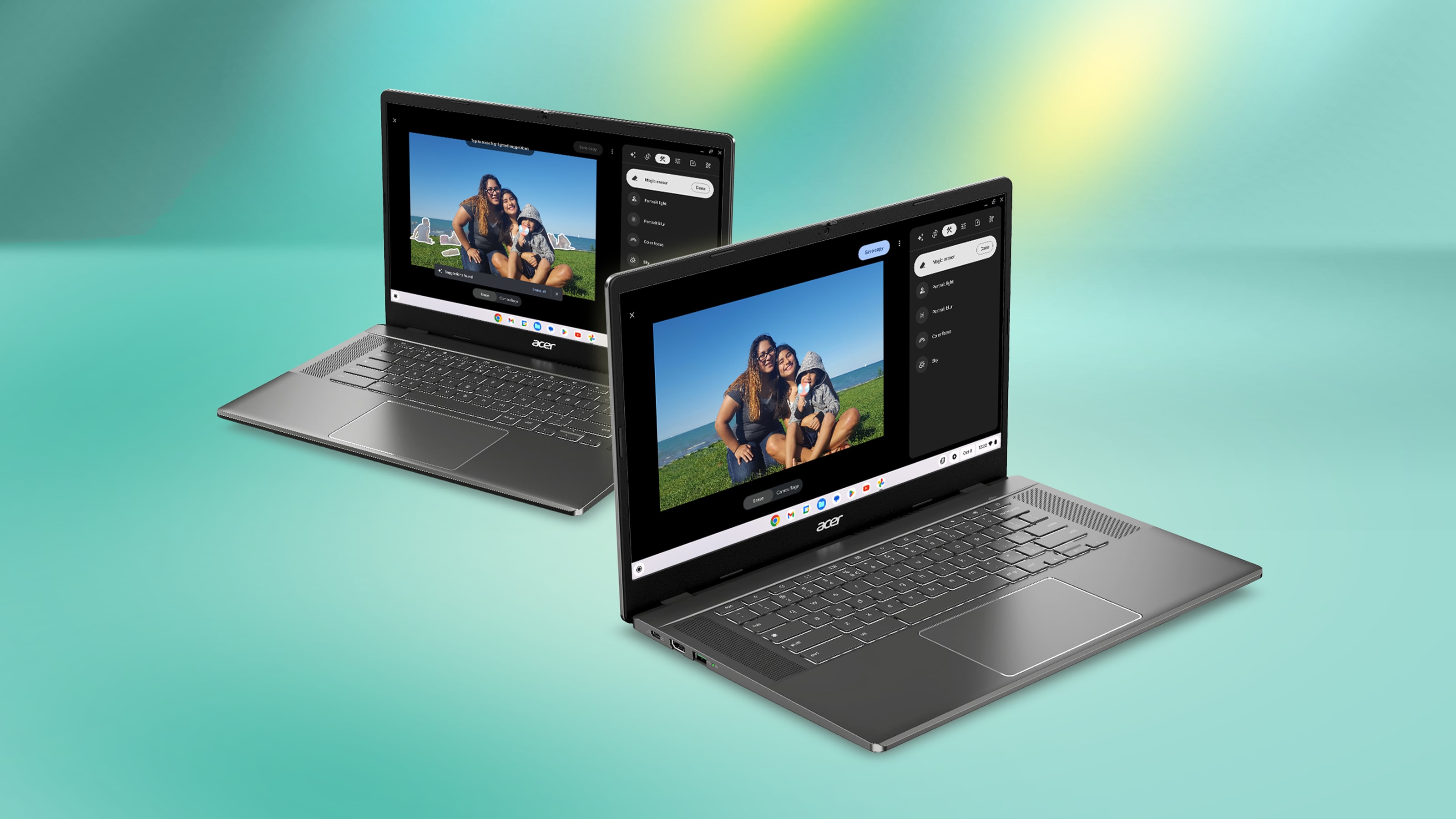 To Acer Chromebook Plus 515 med Google Foto-appen