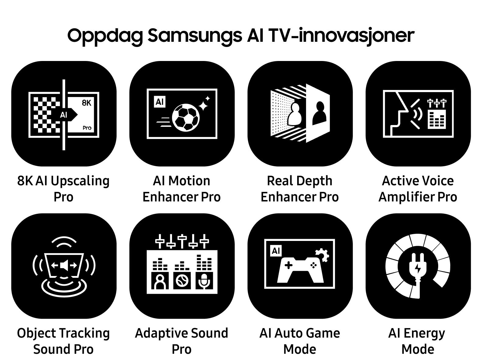 Ikoner med Samsung AI TV-innovasjoner