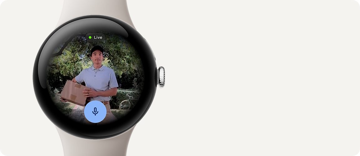  Pixel Watch 3 som er koblet til Nest Cam