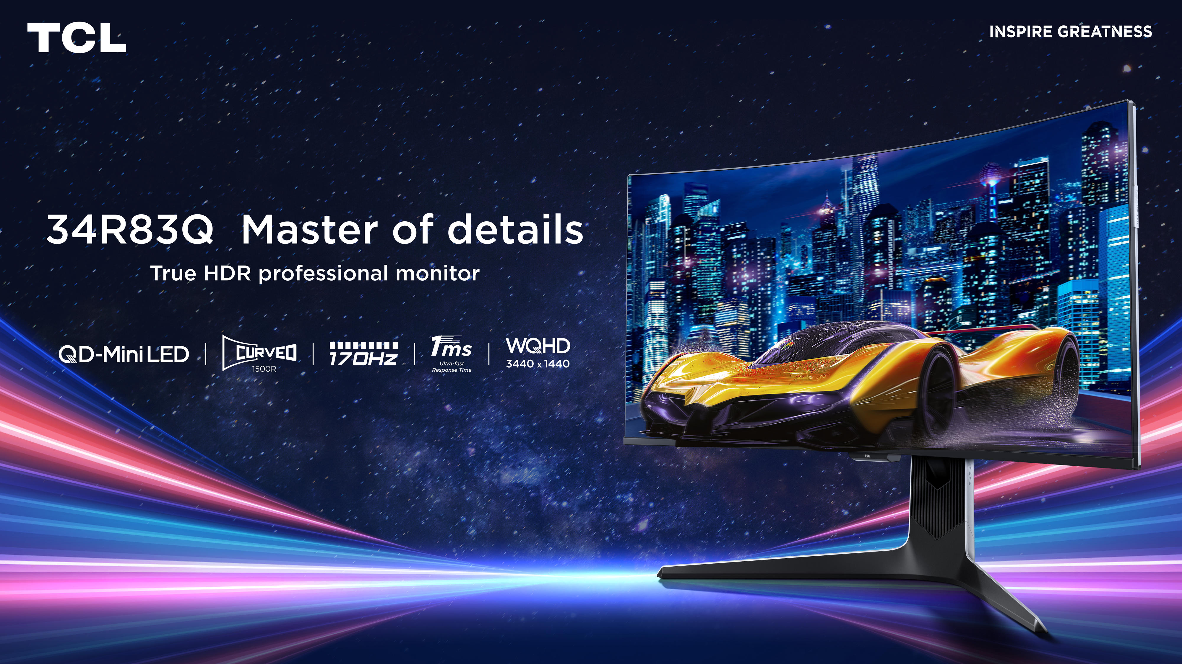 TCL 34R83Q WQHD QD-Mini LED monitor