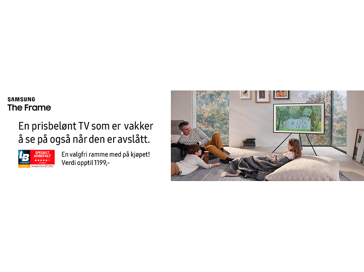 Samsung The Frame-banner med tekst på norsk