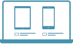 blå ikon av apple macbook ipad og iphone