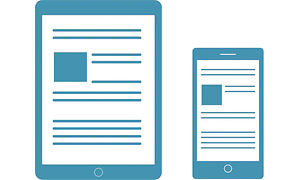 blå ikoner av apple ipad og iphone
