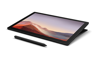 Surface Pro 7 med fargebilde på skjerm og penn