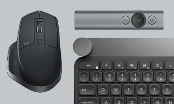 logitech embrace power banner med høyttaler, fjernkontroll og tastatur