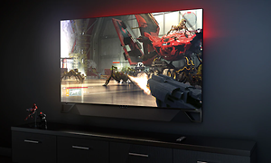 hp omen x vegghengt på sort vegg