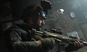 Call of Duty - skjermbilde fra spillet - mann i militæruniform med hjelm og skytevåpen