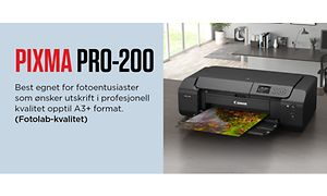 Canon Pixma PRO-200 med produktdetaljer på norsk