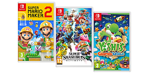 Tre Nintendo Switch-spill: Super Mario Maker 2, Super Smash Bros Ultimate og Yoshi's Crafted World