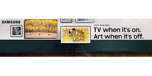 Samsung The Frame TV banner og teksten