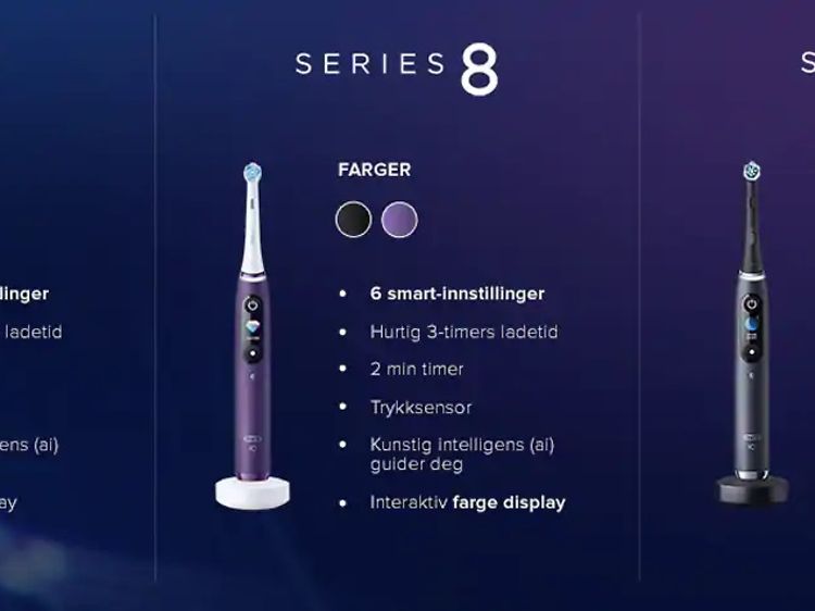 Oral-B iO sammenligningsskjema