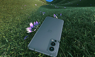 OnePlus Nord 2 blant markblomster på en eng"