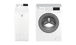 Topp- og frontmatet vaskemaskin ved siden av hverandre