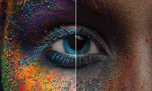 Øye med farger som viser 3LCD-teknologi for projektorer