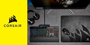 Gaming-PC med Corsair tastatur, mus og musematte