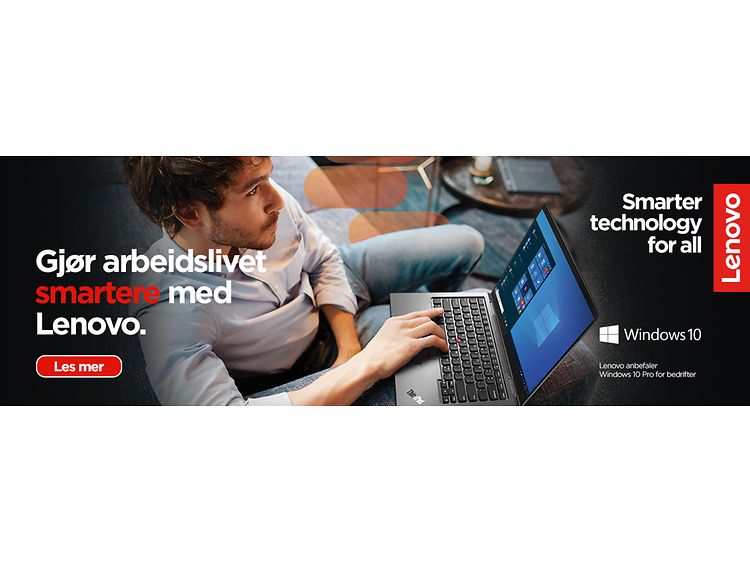 Lenovo banner med norsk kampanjetekst Gjør arbeidslivet smartere med Lenovo