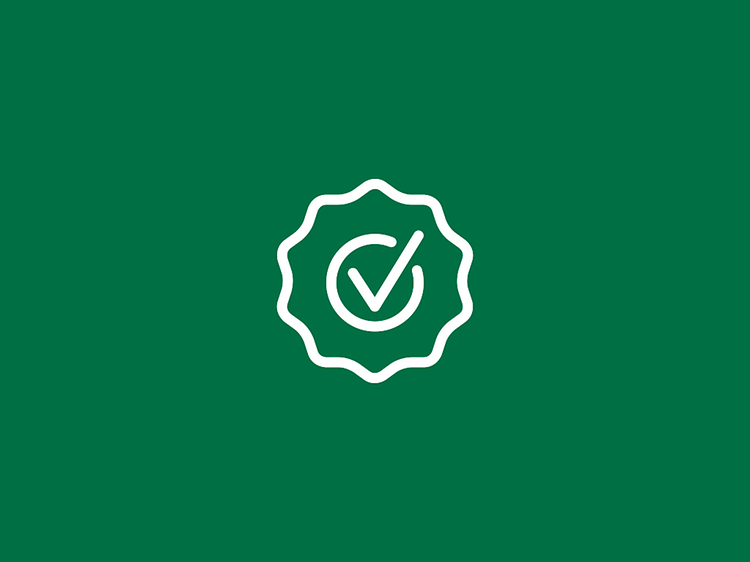 Garanti-logo på grønn bakgrunn