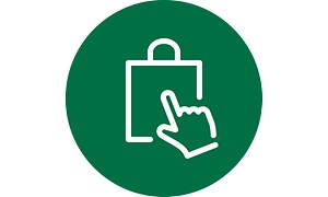 Round green image with white icon for Click & Collect service