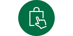 Round green image with white icon for Click & Collect service