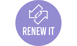 rundt teaser-bilde i blått med teksten renew it