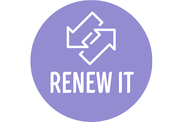 rundt teaser-bilde i blått med teksten renew it