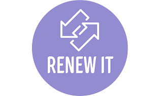 rundt teaser-bilde i blått med teksten renew it