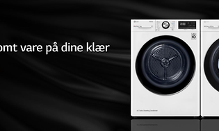 LG vaskemaskin og tørketrommel-bilde med norsk tekst